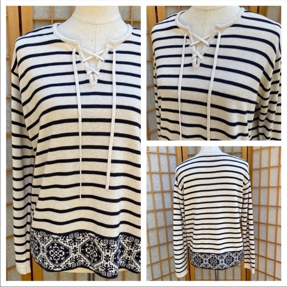 J.Jill Striped Knit Top SZ S
